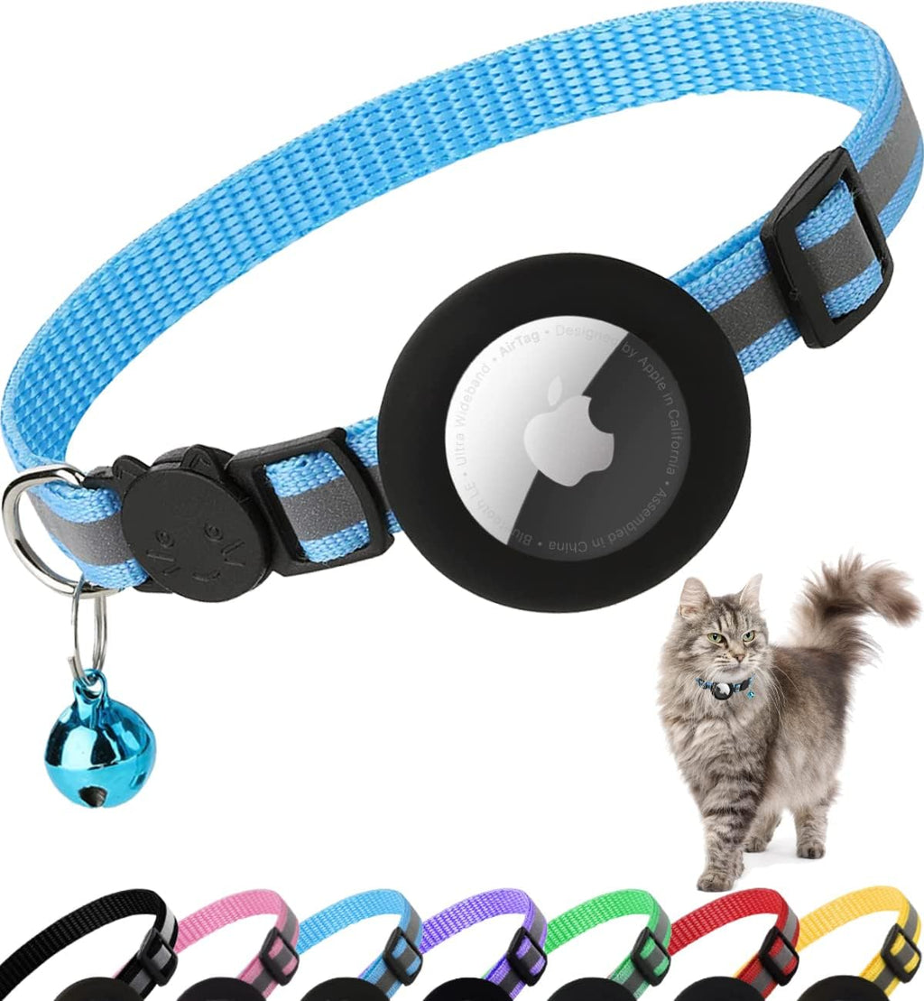 Purple airtag cat collar with reflective strip