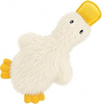 Crinkle duck squeaky dog toy, white