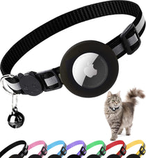 Airtag cat collar breakaway with reflective strip and bell