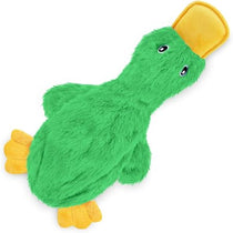 Crinkle duck squeaky dog toy, light green