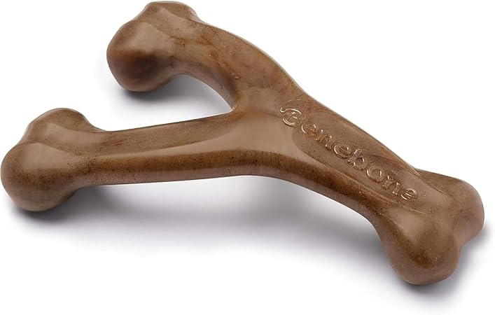 Benebone Wishbone dog chew toy, bacon flavor, small