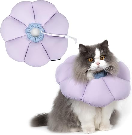 Purple Flower waterproof cat recovery collar Elizabethan cone Main image