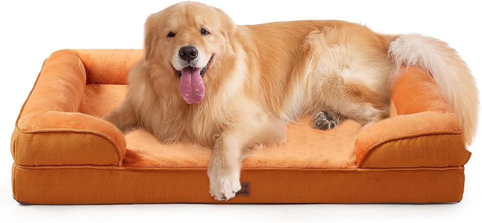 EHEYCIGA orthopedic dog bed, pumpkin orange