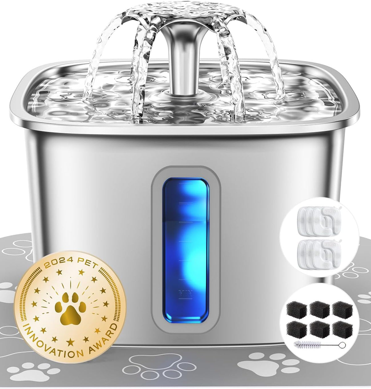 Veken stainless steel cat water fountain 108oz Main image