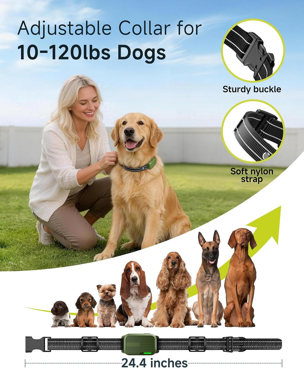 Dog training collar dual channel remote range