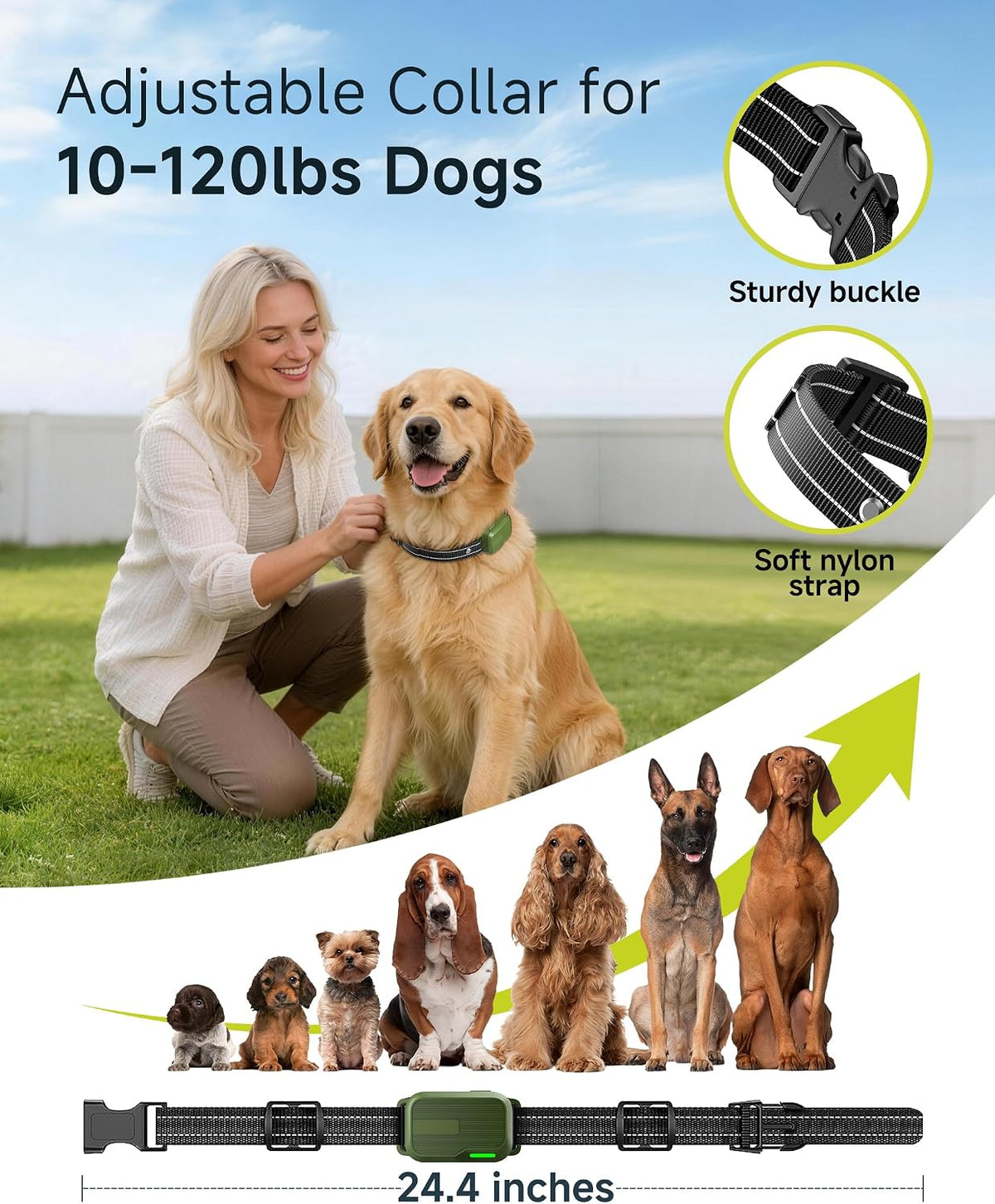 Dog training collar dual channel remote range