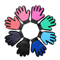 Close up of silicone grooming glove material and tips