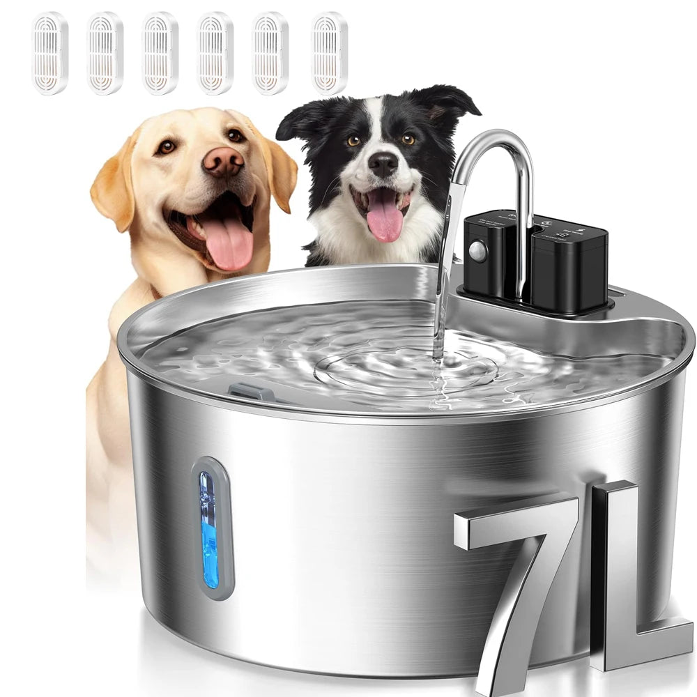 Pet water fountain with 6 filter chips
