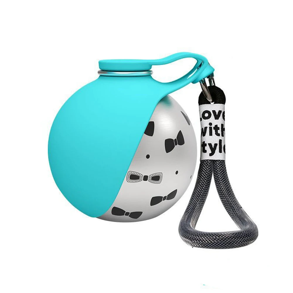 Dog water bottle blue with print