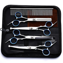 Stainless steel dog grooming shears close up