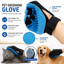 Silicone grooming glove tips removing pet loose hair
