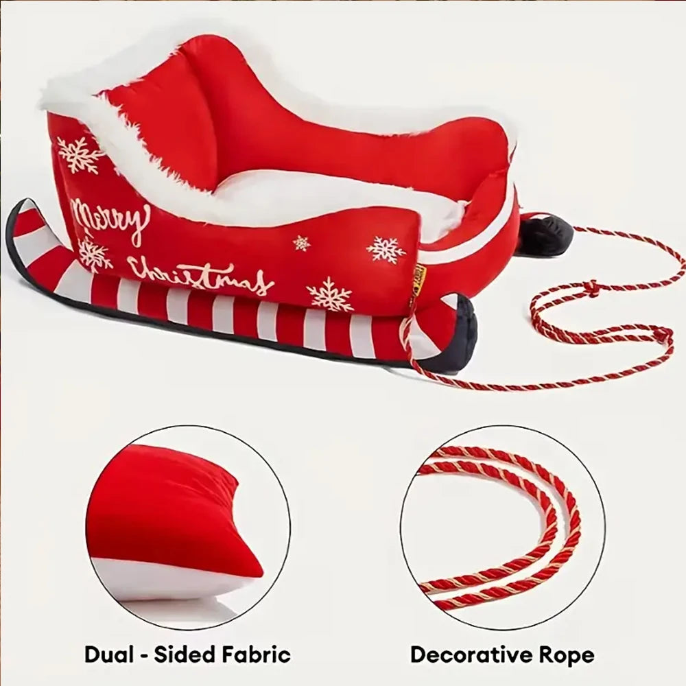 Christmas sleigh pet bed for dogs and cats, image 13