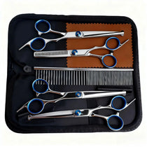 Blue dog grooming scissors set