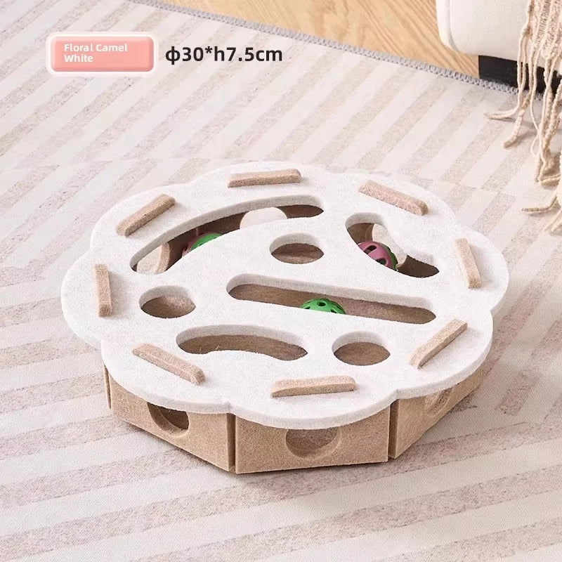 Cat puzzle box in Camel white round style