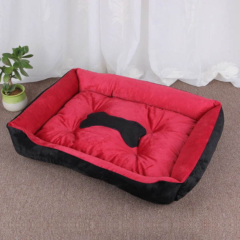 Soft square dog bed sofa in black red