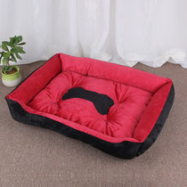 Soft square dog bed sofa in black red