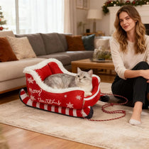 Christmas sleigh pet bed for dogs and cats, image 6