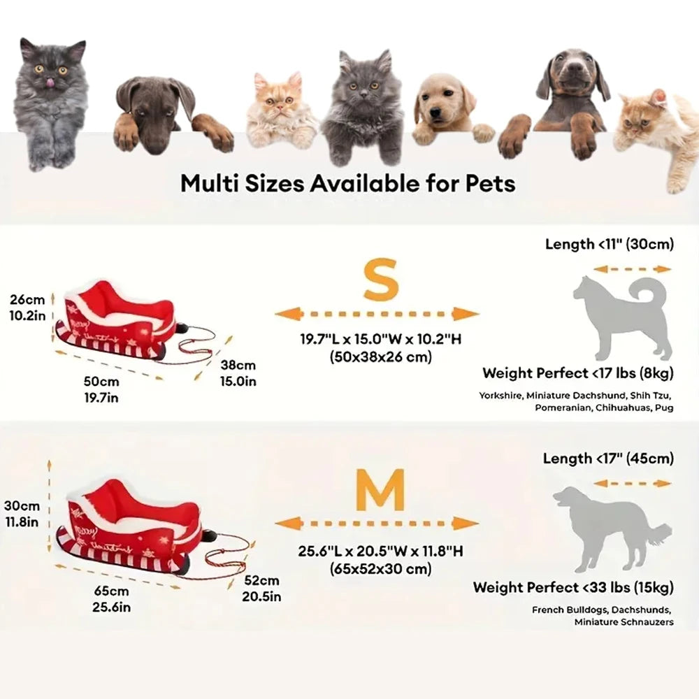 Christmas sleigh pet bed for dogs and cats, image 12