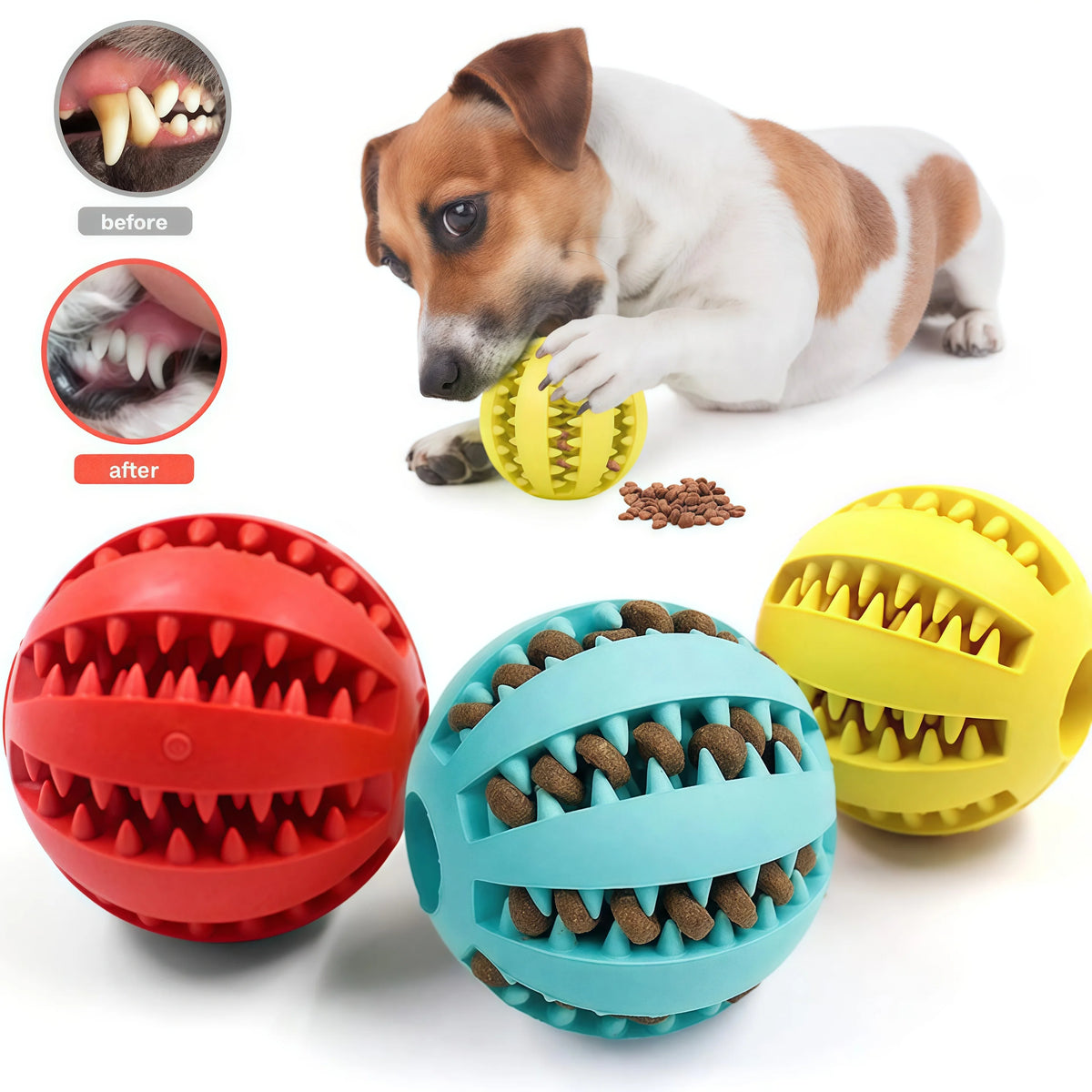 Rubber dog treat ball chew toy, image 1 Main image