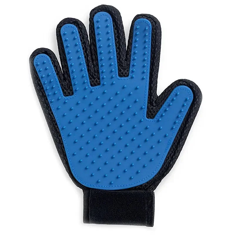 Pet grooming glove, right hand, blue