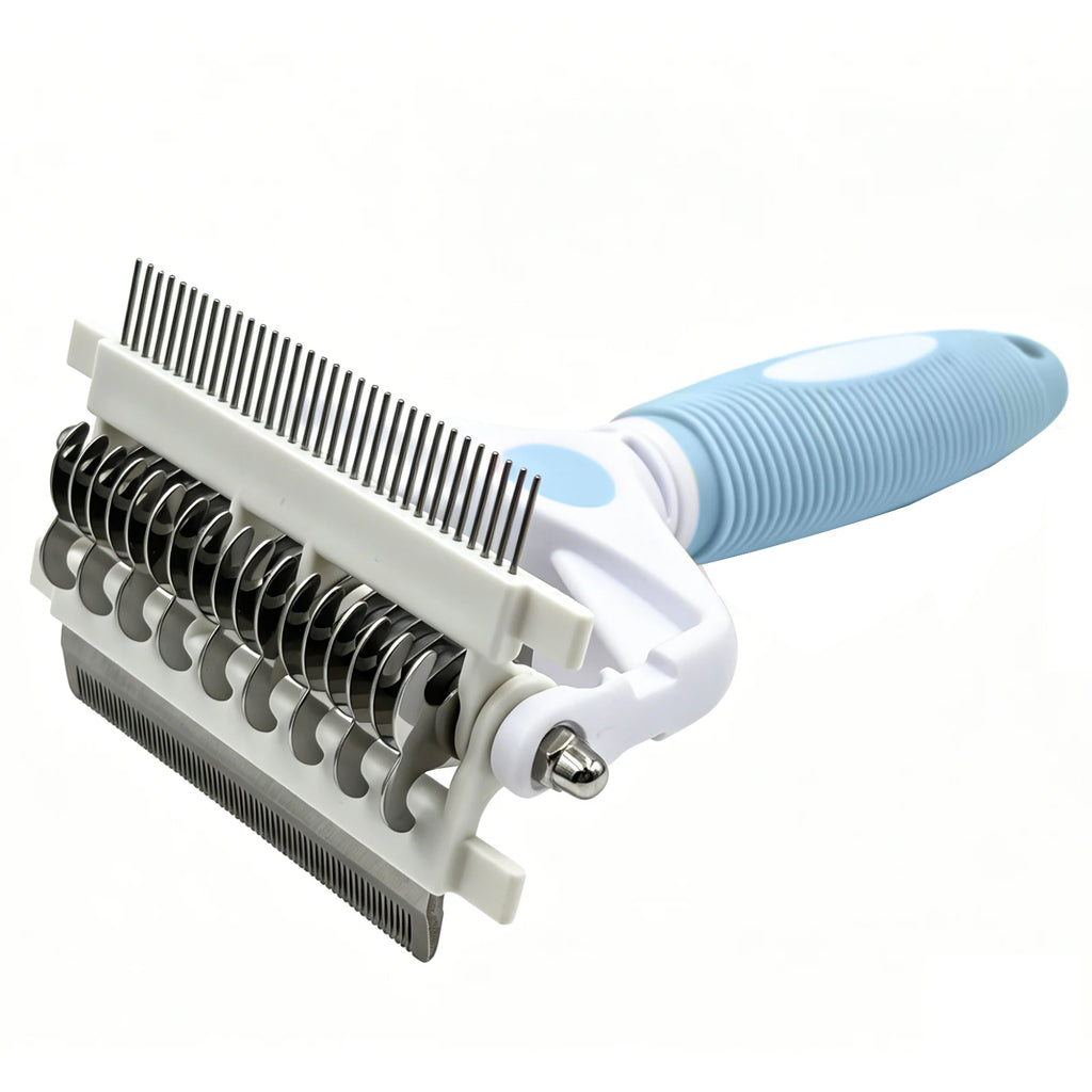 Pet grooming brush in light blue