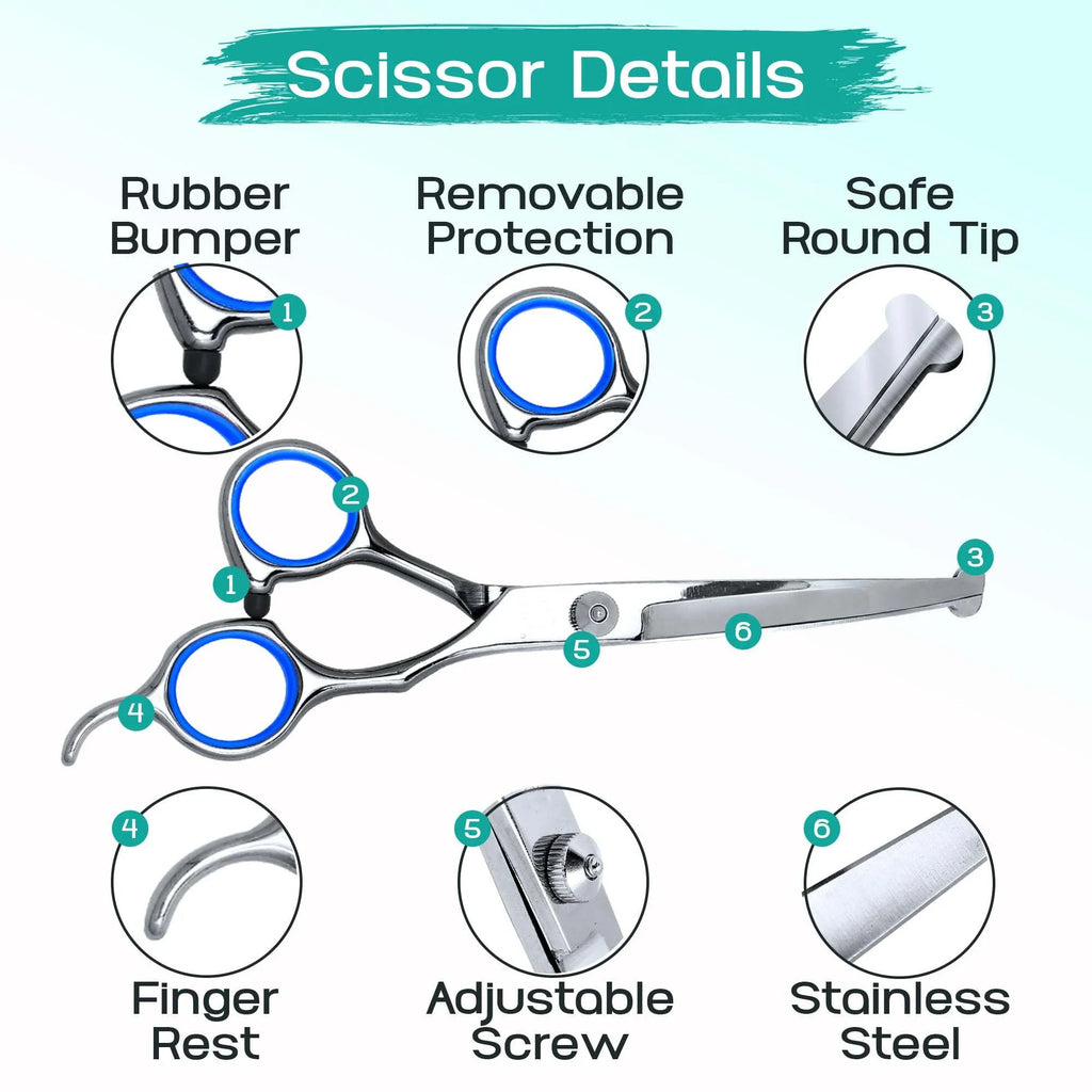 Dog grooming scissors set with safety round tips