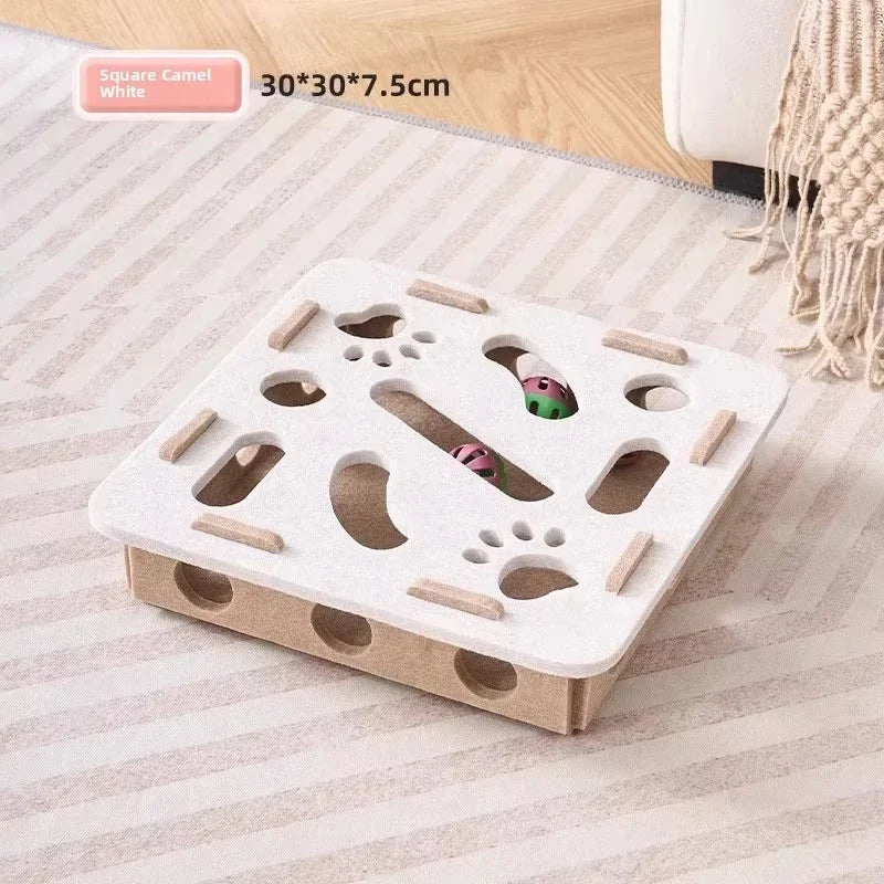 Cat puzzle box in Camel white square style