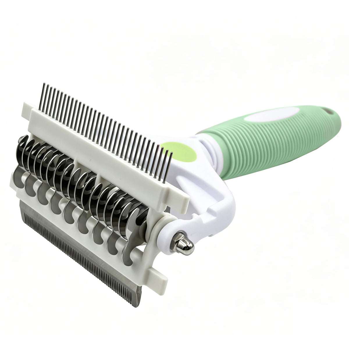 Pet grooming brush in mint green