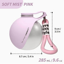 Dog water bottle stainless steel pink