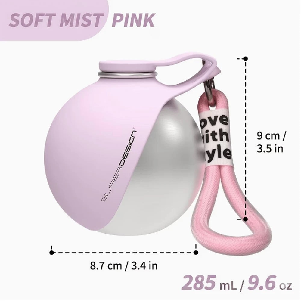 Dog water bottle stainless steel pink