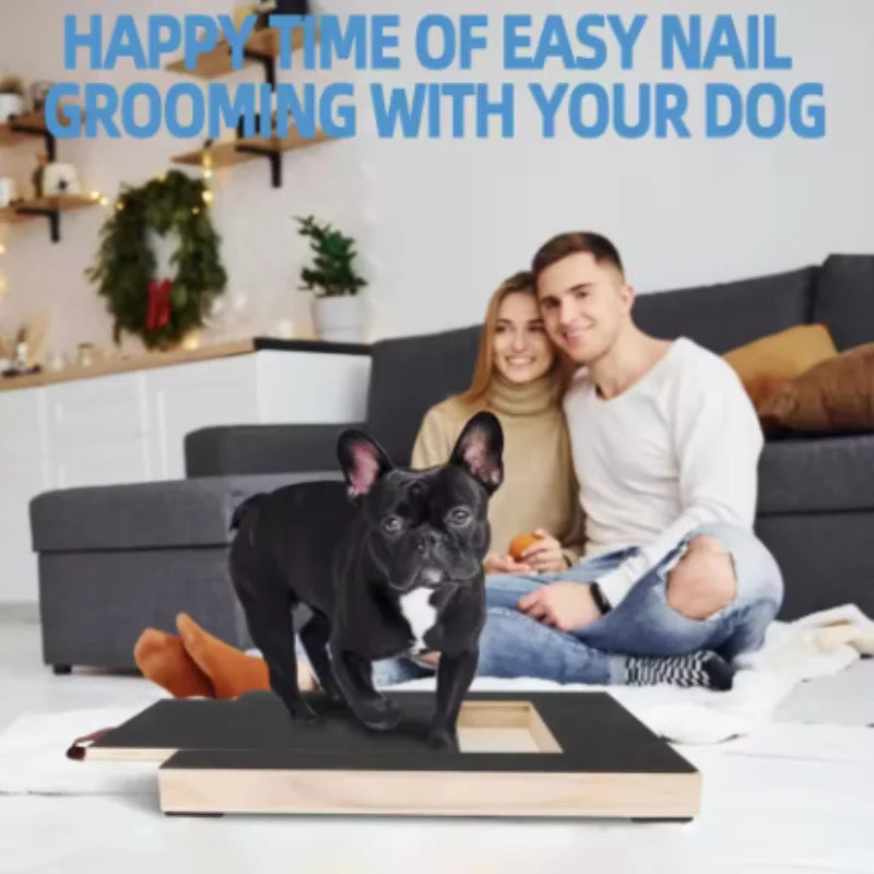 Dog scratching nail file board to reach treat box