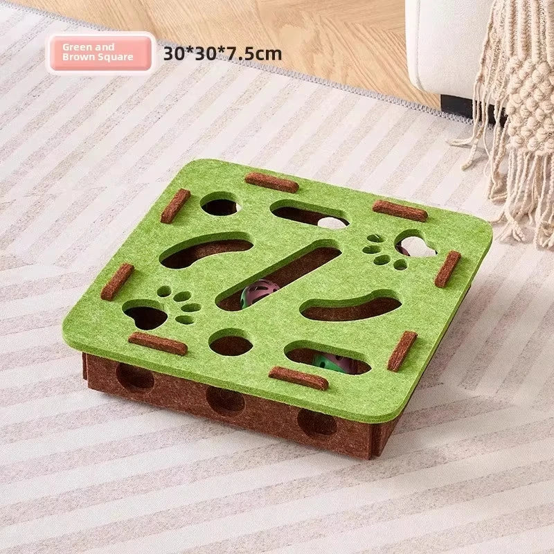 Cat puzzle box in Green square style