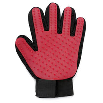 Pet grooming glove, left hand, red