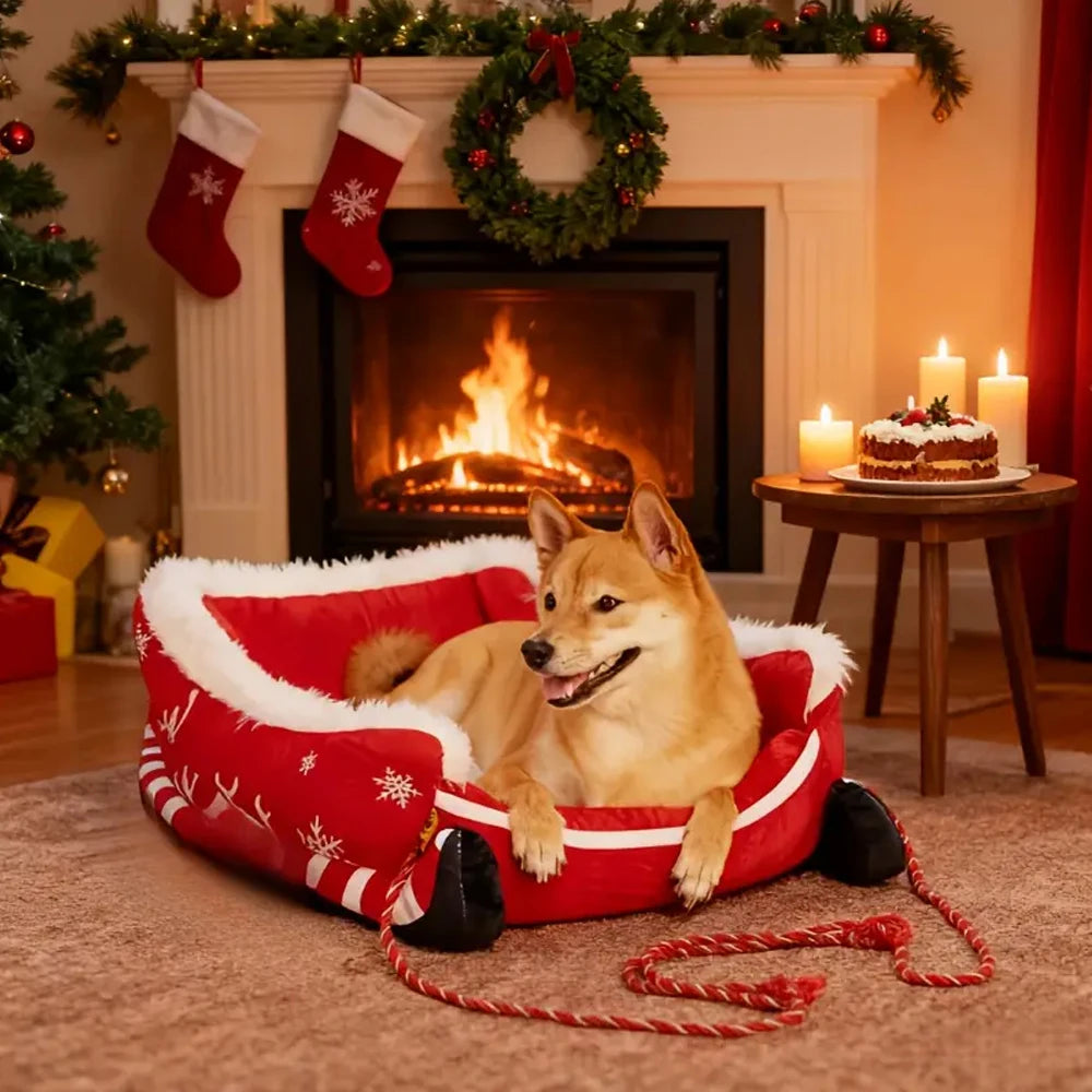 Christmas sleigh pet bed for dogs and cats, image 17