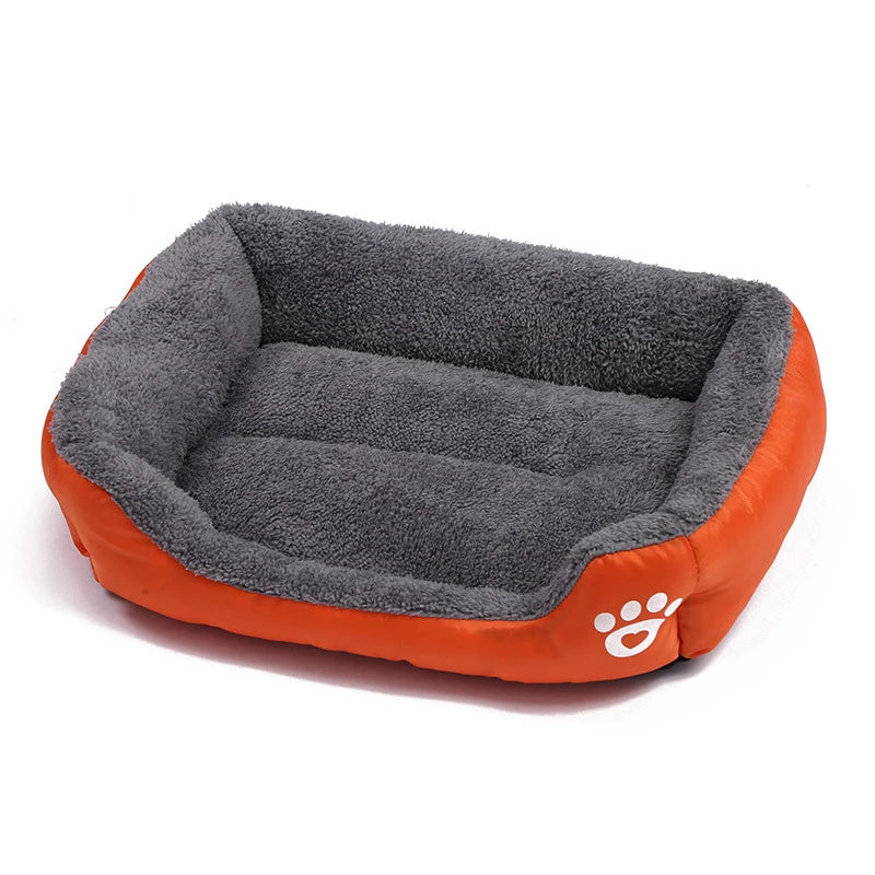 Soft square dog bed sofa in orange