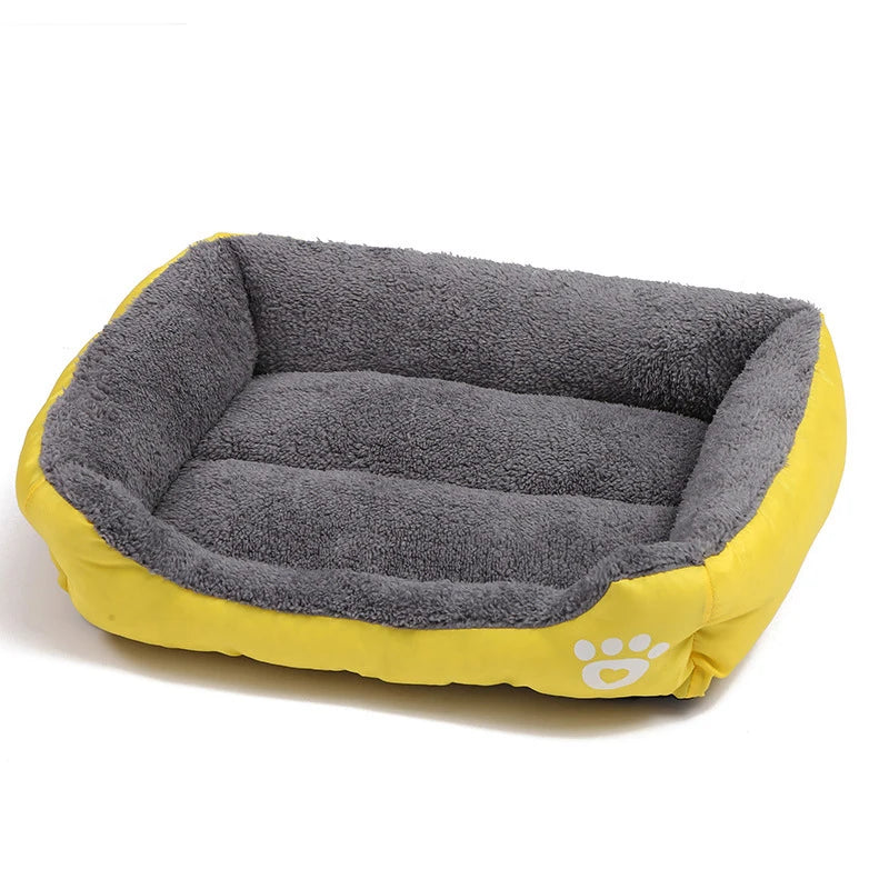 Soft square dog bed sofa in yellow
