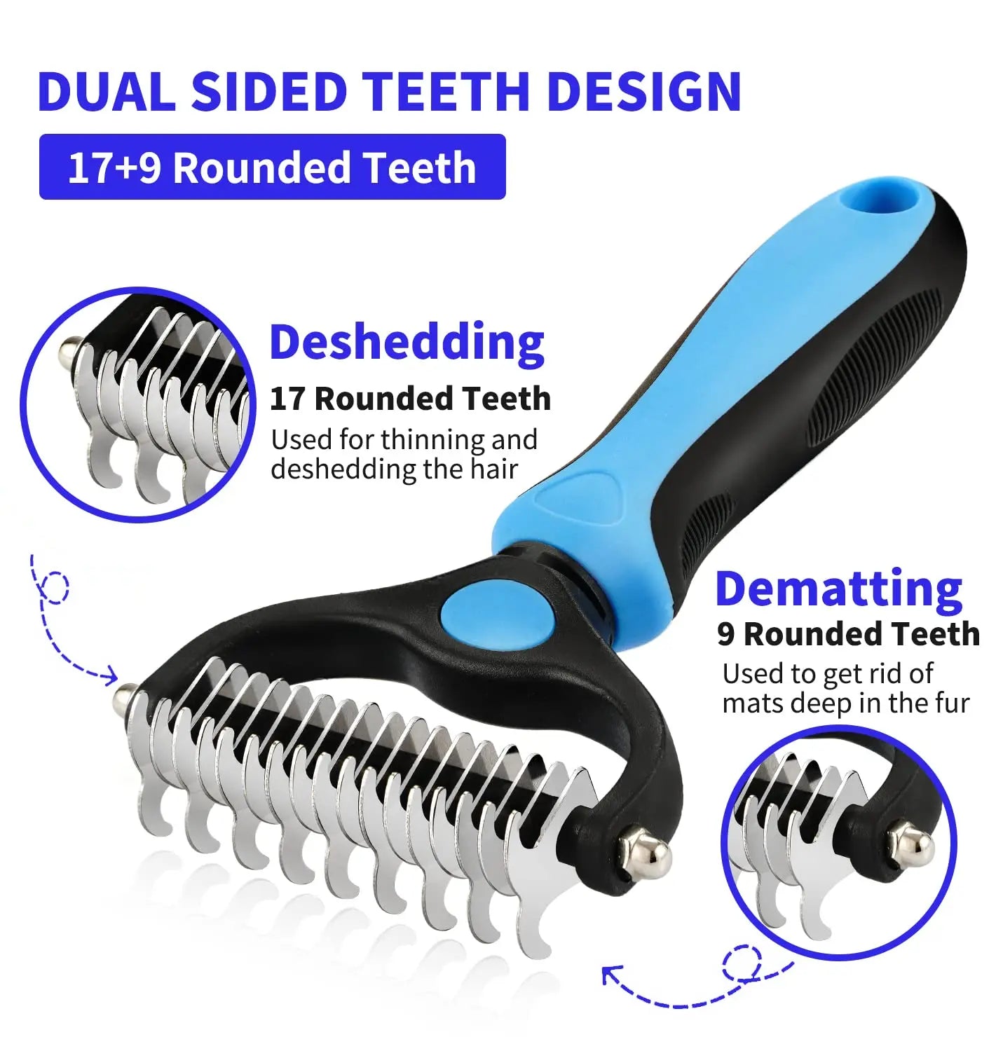 Professional Pet Deshedding Brush: Stainless Steel Dog and Cat Fur Knot Comb Secondary image