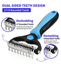 Dog being groomed with deshedding brush