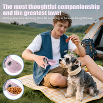 Dog drinking from portable water bottle cup