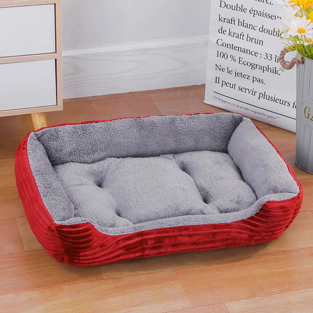 Soft square dog bed sofa in new red