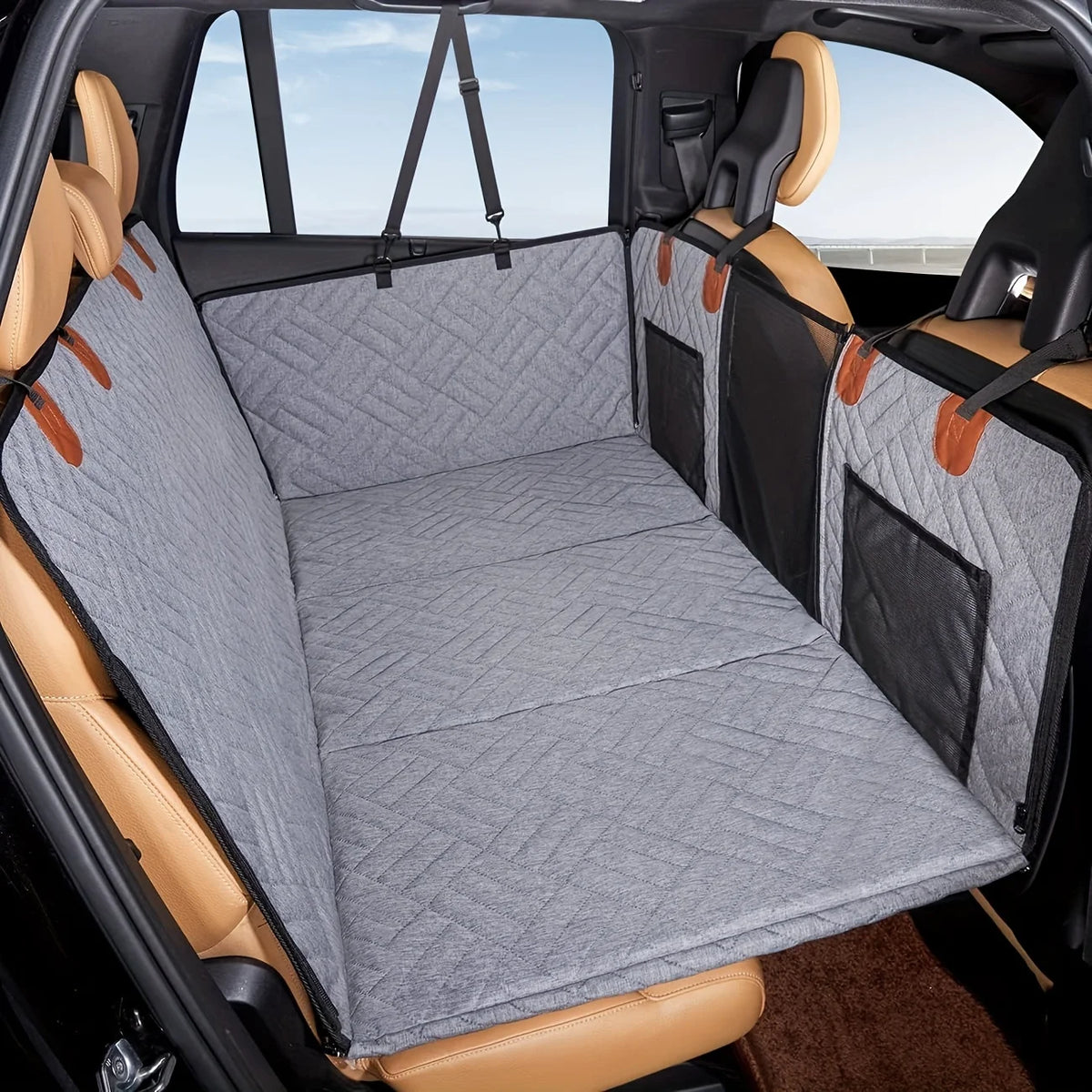 Waterproof dog car seat cover in gray Main image