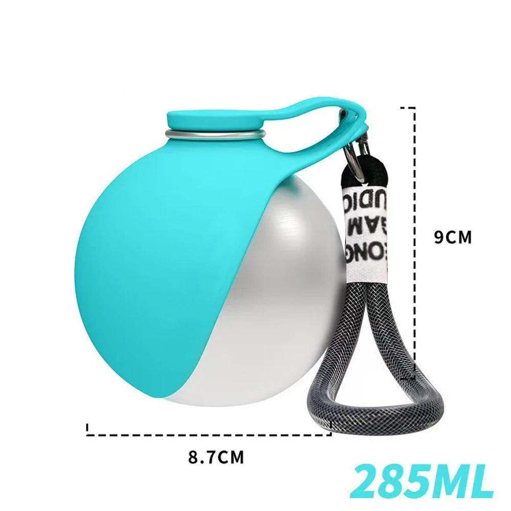 Dog water bottle stainless steel blue