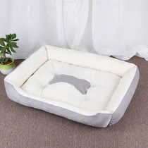 Soft square dog bed sofa in gray white