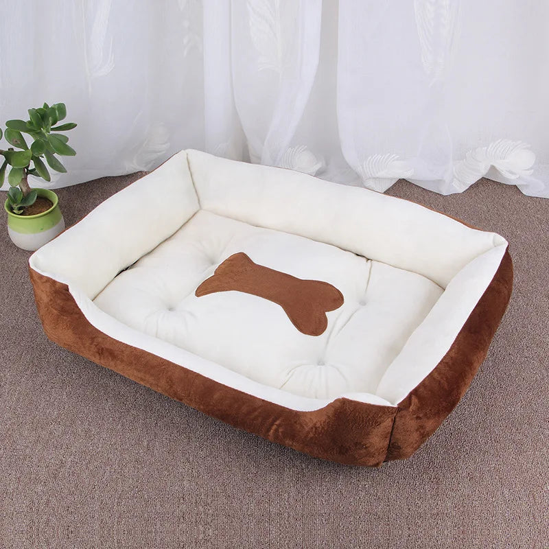 Soft square dog bed sofa in coffee white