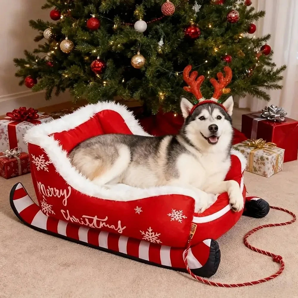 Christmas sleigh pet bed for dogs and cats, image 7