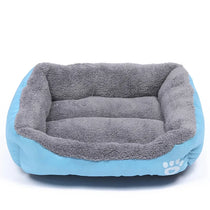 Soft square dog bed sofa in blue