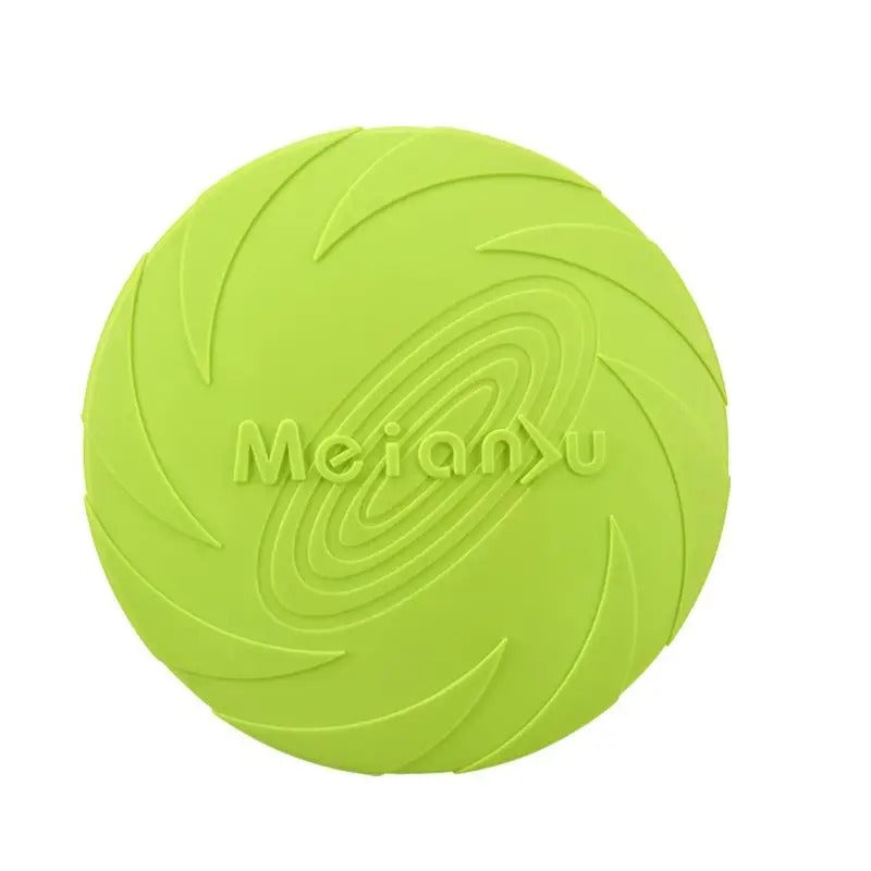 Green bite resistant flying disc dog toy
