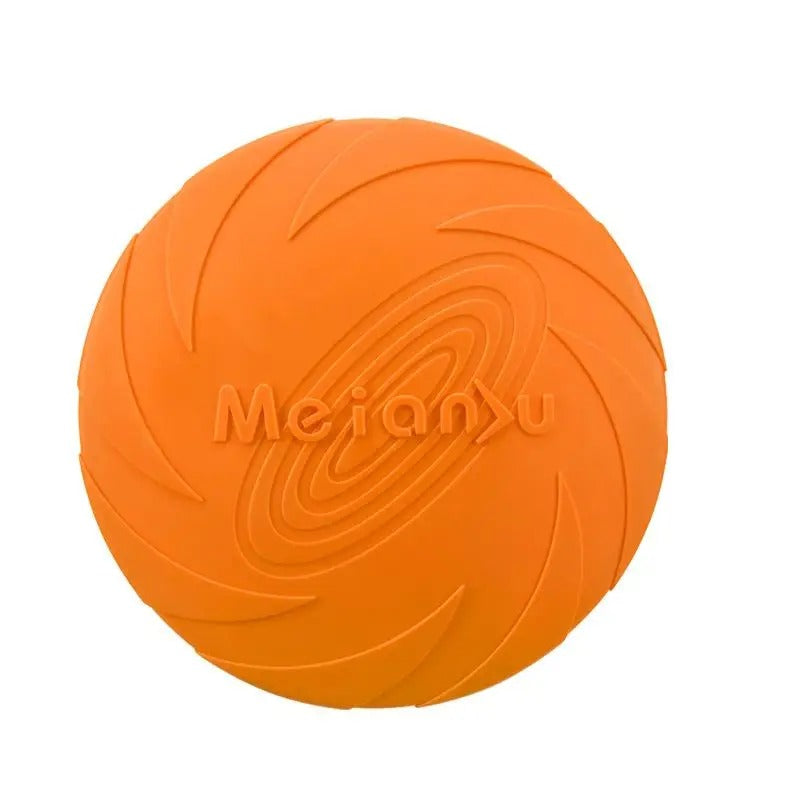 Orange bite resistant flying disc dog toy
